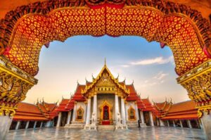 The Bangkok Marble Temple, Wat Benchamabophit Dusit wanaram. Bangkok, Thailandia.
